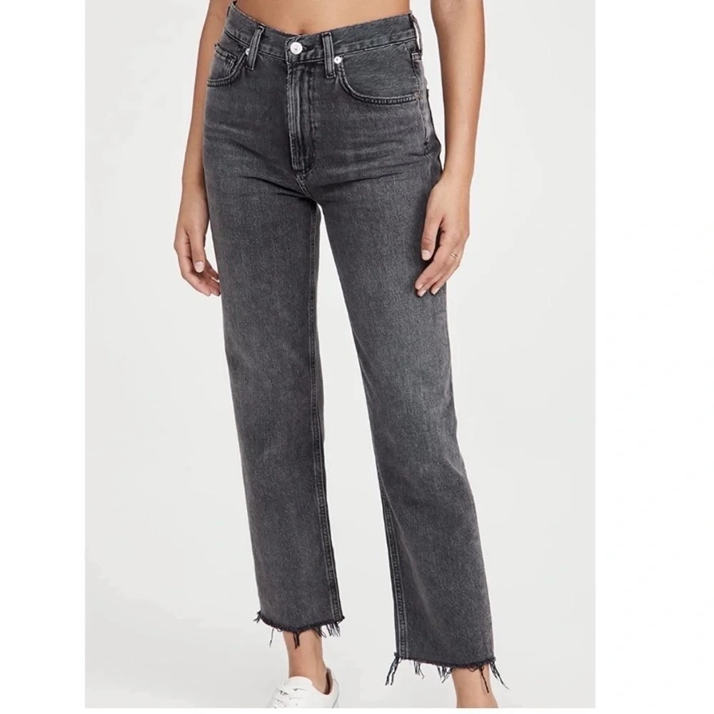 Citizens of Humanity Daphne High Rise Stovepipe Jeans Faded Black Cropped 27